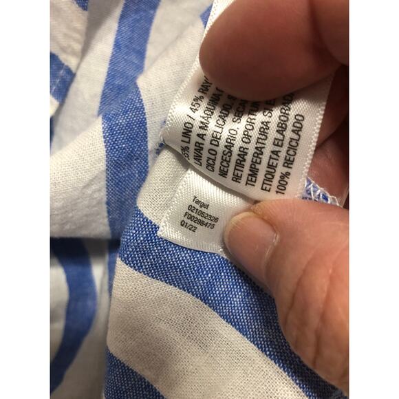 Ava & Viv Women's Linen Blend Button Up Shirt Top Blouse White Stripe Size 4X - Picture 10 of 15